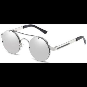 Retro Round Silver Mirror Steampunk Sunglasses